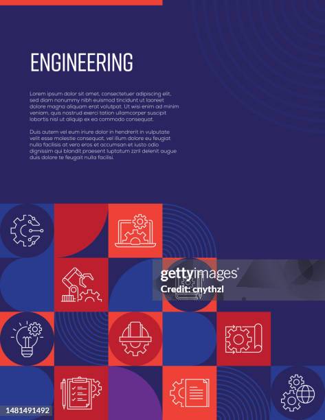 engineering related design mit liniensymbolen. einfache gliederungssymbole. - engeneer stock-grafiken, -clipart, -cartoons und -symbole