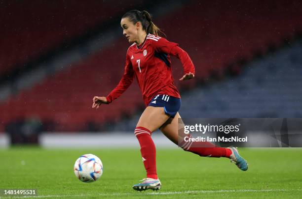 Melissa Herrera of Costa Rica is seen in action during the Women's International Friendly between Scotland and Costa Rica at Hampden Park on April...