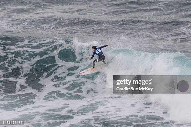 Tyler Wright of Australia surfs during the final of the 2023 Rip Curl Pro Bells Beach at Bells Beach on April 11, 2023 in Melbourne, Australia.