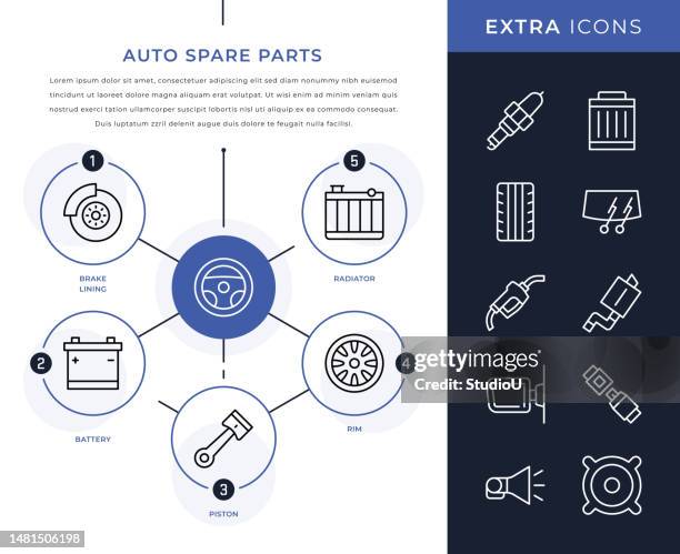 auto spare parts infographic template and icon set - piston stock illustrations