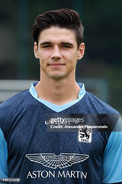 Christopher Schindler of 1860 Muenchen poses during the Second Bundesliga team presentation of TSV 1860 Muenchen on July 11, 2012 in Munich, Germany.