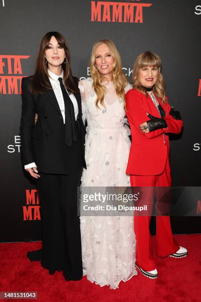 Monica Bellucci, Toni Collette, and director Catherine Hardwicke attend the "Mafia Mamma" New York screening at AMC Lincoln Square Theater on April...