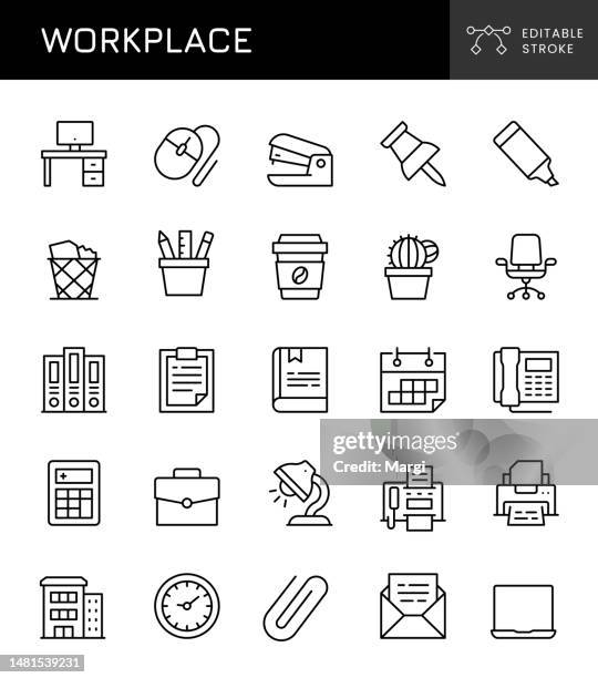 workplace icons - pencil case stock illustrations