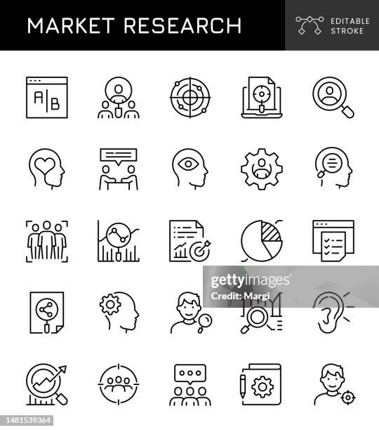 stockillustraties, clipart, cartoons en iconen met market research icons - marktonderzoek