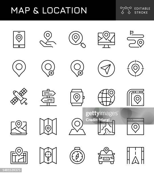 ilustraciones, imágenes clip art, dibujos animados e iconos de stock de iconos de mapa y ubicación - mapa localizador