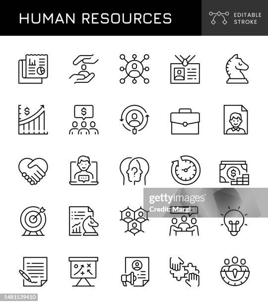 personalabteilung-icons - mitarbeiterbindung stock-grafiken, -clipart, -cartoons und -symbole