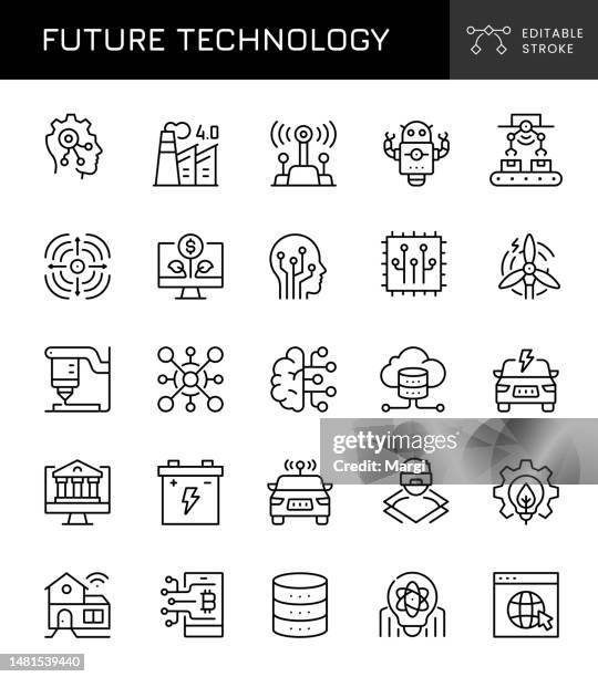 future technology icons - computer aided design stock illustrations
