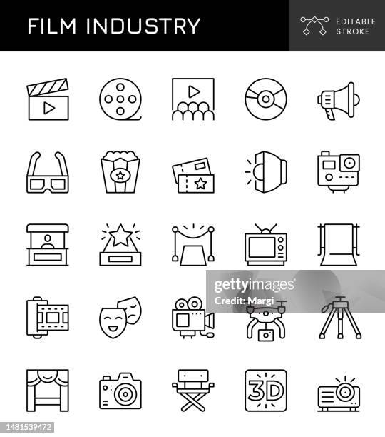 film industry icons - cinematography stock illustrations