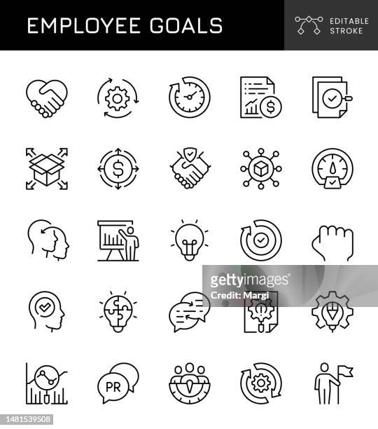 ilustraciones, imágenes clip art, dibujos animados e iconos de stock de iconos de objetivos de empleados - resiliencia