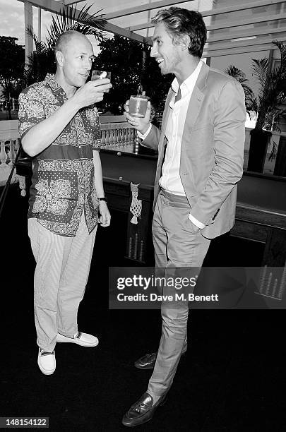 Editor of GQ Dylan Jones and George Lamb attends drinks in the Tanqueray Terrace during day 2 of the Diageo Reserve WORLD CLASS 2012 Global Final on...