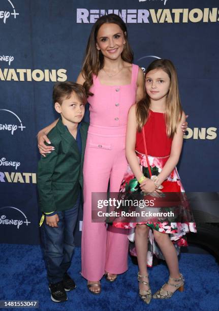 Theodore Vigo Sullivan Gillies, Rachael Leigh Cook, and Charlotte Easton Gillies attend the Disney+'s original series "Rennervations" Los Angeles...