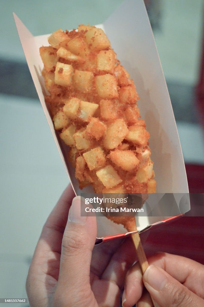 Korean corn dog, french fries corn dog