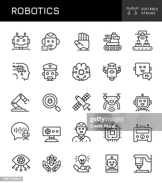 robotics icons - farming future tech stock illustrations