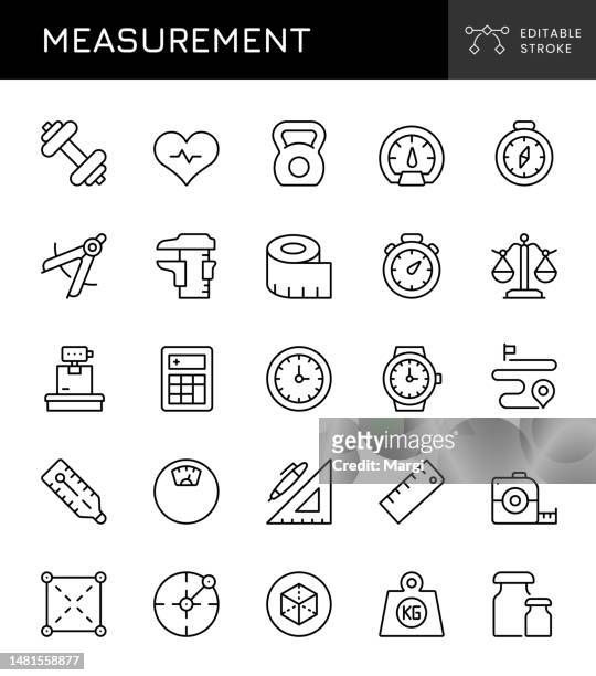 measurement icons - mass unit of measurement stock illustrations