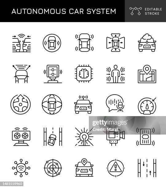 ilustraciones, imágenes clip art, dibujos animados e iconos de stock de iconos del sistema de coche autónomo - autonomous vehicle lidar