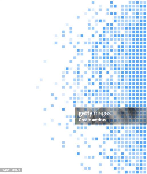 loose data tiles blue - pixel art explosion stock illustrations
