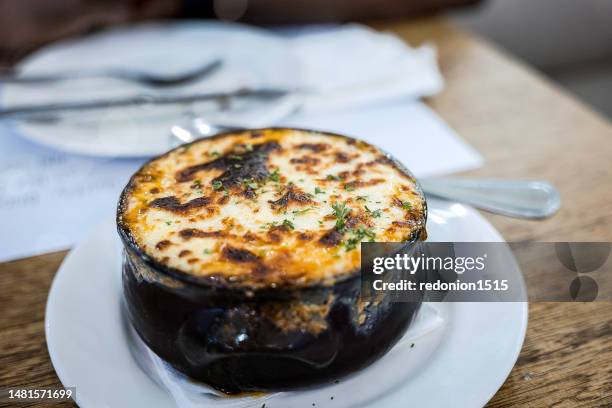 moussaka (greek dish) - baked vegetables stock pictures, royalty-free photos & images