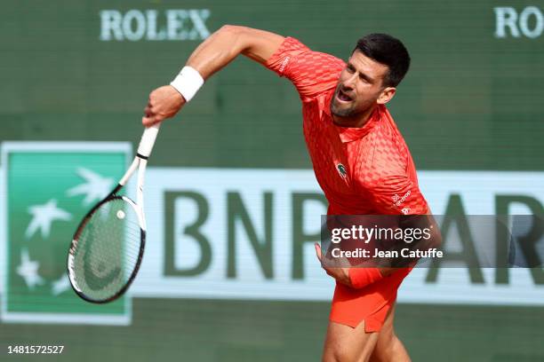 Novak Djokovic of Serbia during day three of the Rolex Monte-Carlo Masters 2023 at Monte-Carlo Country Club on April 11, 2023 in...