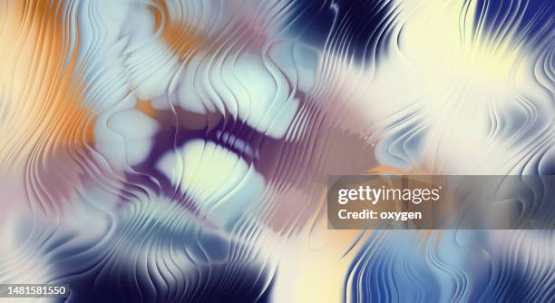 abstract glass transparent blue yellow swirl wave background - deformiert stock-fotos und bilder