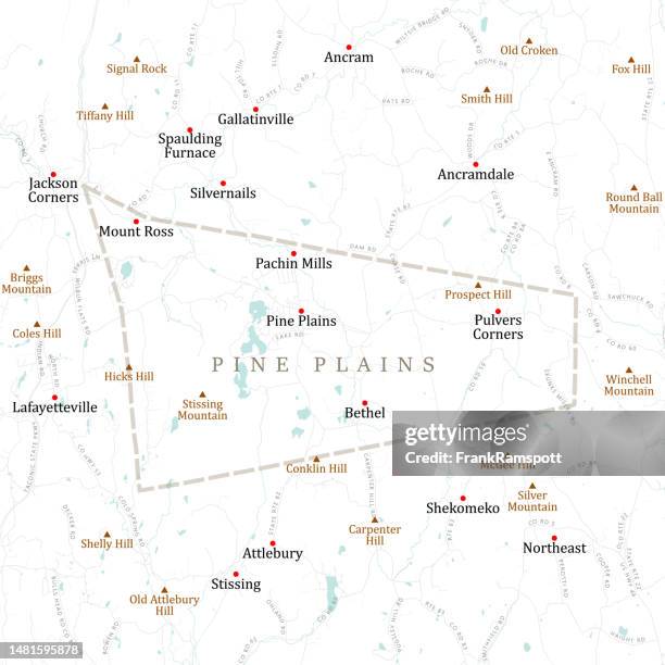 ilustrações de stock, clip art, desenhos animados e ícones de ny dutchess pine plains vector road map - bethel estado de nova iorque