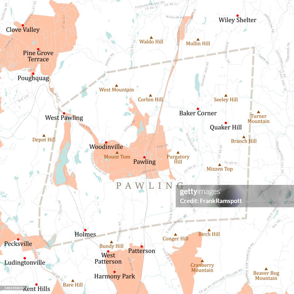 NY Dutchess Pawling Vector Road Map