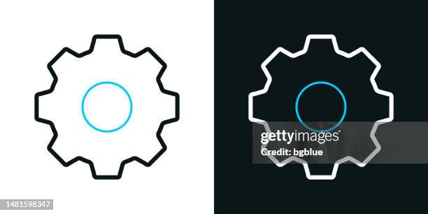 ilustraciones, imágenes clip art, dibujos animados e iconos de stock de engranaje. icono de línea bicolor sobre fondo blanco o negro - trazo editable - piñón rueda dentada