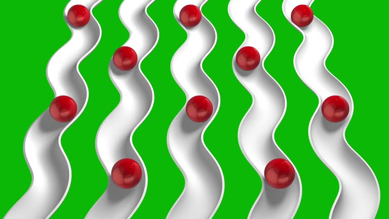 Loopable 3d render animation of balls sliding wave line over chroma key ...