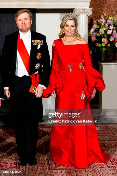 King Willem-Alexander of The Netherlands and Queen Maxima of The Netherlands host a state banquet in honor of French President Emmanuel Macron and...