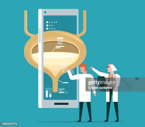urinary system - analyzing - scientists collaborating stock illustrations