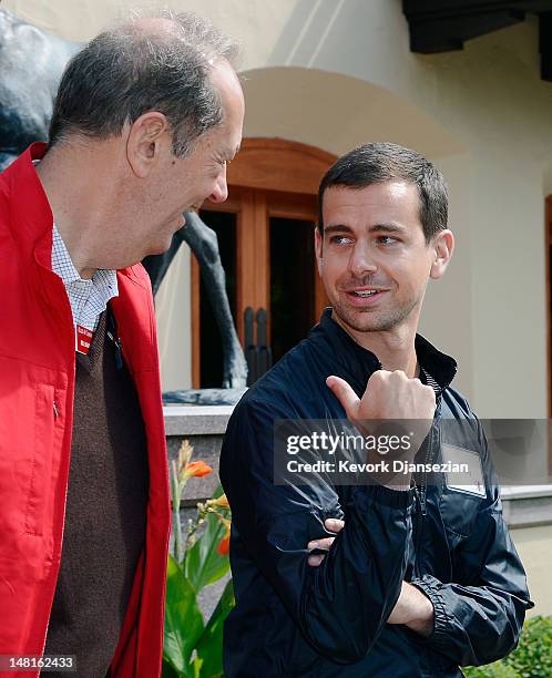 Former Senator Bill Bradley and Jack Dorsey, Twitter founder and CEO of Square, attend Allen & Company's Sun Valley Conference on July 11, 2012 in...