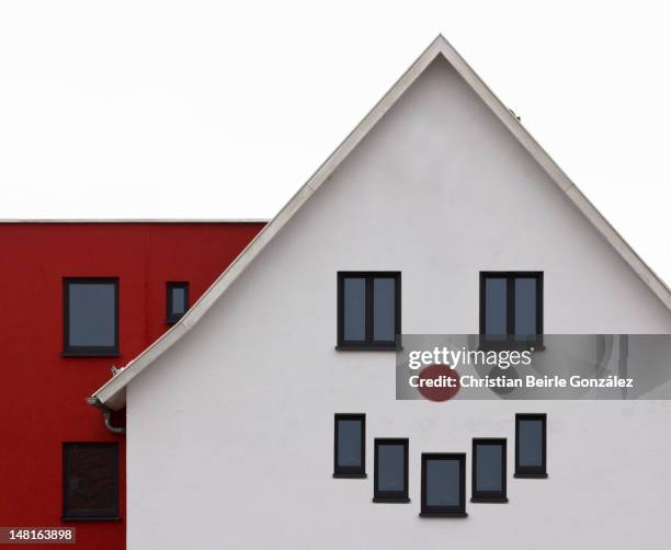 hometown - anthropomorphic face stockfoto's en -beelden