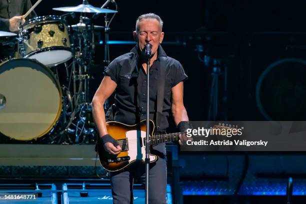 Bruce Springsteen performs with the E Street Band at UBS Arena on April 11, 2023 in Elmont, New York.