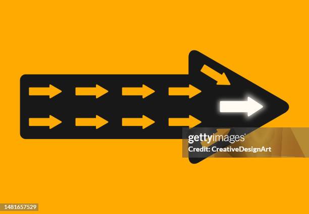 leadership, team leader and winner concept with arrow symbols. standing out from the crowd, think differently - role model stock illustrations