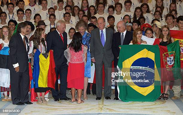 Miguel de la Cuadra Salcedo, Minister Jose Manuel Garcia Margallo, Queen Sofia of Spain, King Juan Carlos of Spain and BBVA President Francisco...