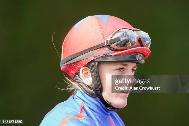 Hollie Doyle poses at Nottingham Racecourse on April 12, 2023 in Nottingham, England.