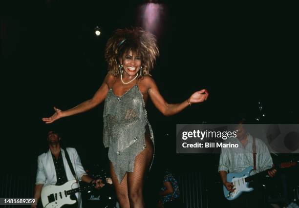 The American singer Tina Turner gives a concert in New York.