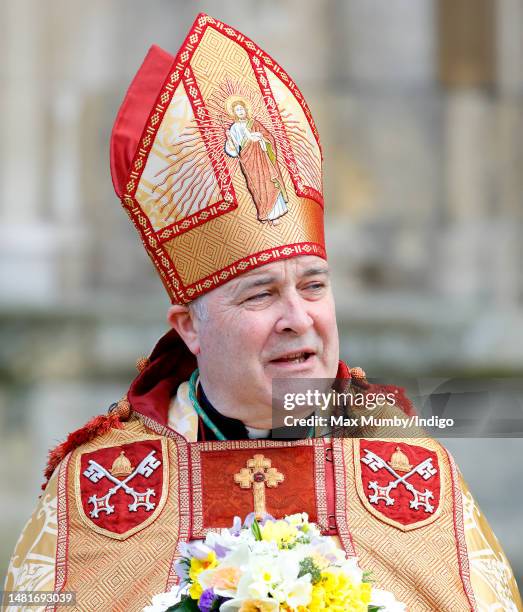 The Most Reverend and Right Honourable Stephen Cottrell, Archbishop of York awaits the arrival of King Charles III and Camilla, Queen Consort for the...