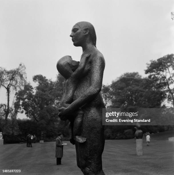 Jacob Epstein's bronze 'Mother and Child' sculpture at Battersea Park, London, May 18th 1960.