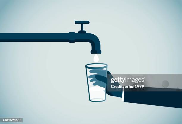 conserve water - drinking water stock illustrations