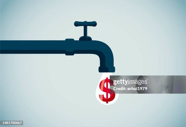 stockillustraties, clipart, cartoons en iconen met money dripping from the tap - lopend water