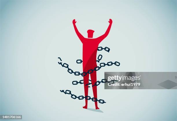 regain freedom - restraining device stock illustrations