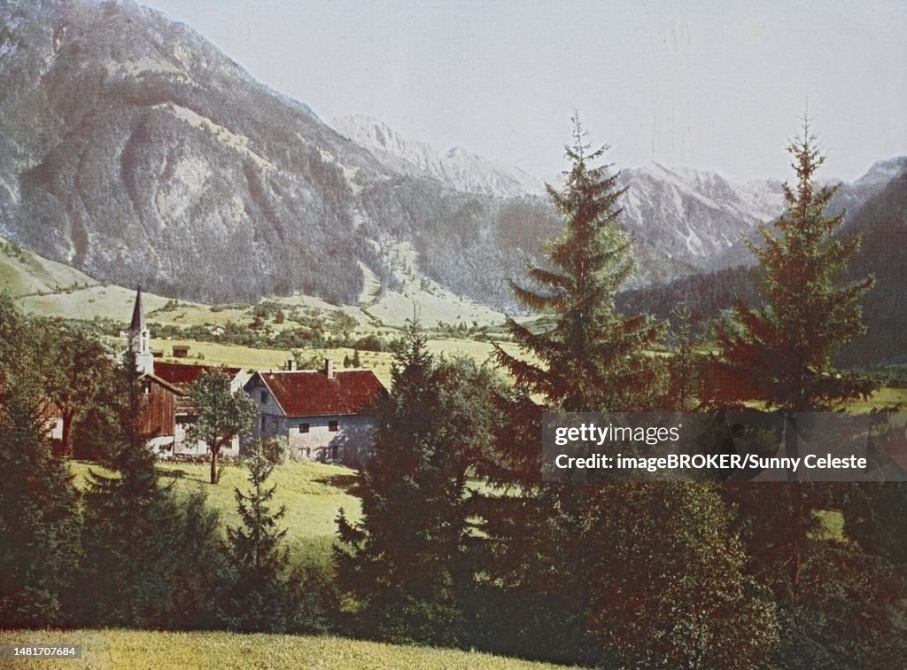 Historical photo around 1880 of Hindelang, Bavaria, Germany, historical, digitally restored reproduction of a 19th century original