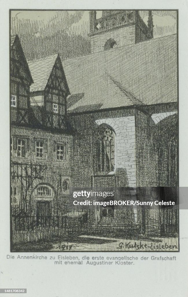 Annenkirche in Eisleben, county Mansfeld-Suedharz, Saxony-Anhalt, Germany, view around ca 1910, digital reproduction of a historical postcard, from that time, exact date unknown