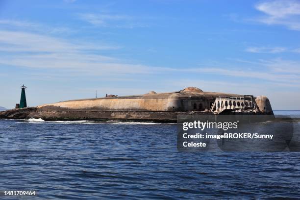 stockillustraties, clipart, cartoons en iconen met forte tamandare da laje in the baia de guanabara bay, located in front of sugar loaf mountain, rio de janeiro, brazil - castelo