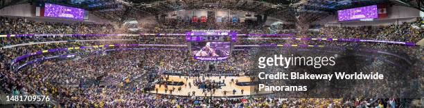 The LSU Tigers take on the Iowa Hawkeyes during the Division 1 NCAA Women’s Basketball Final Four Championship held at American Airlines Center on...