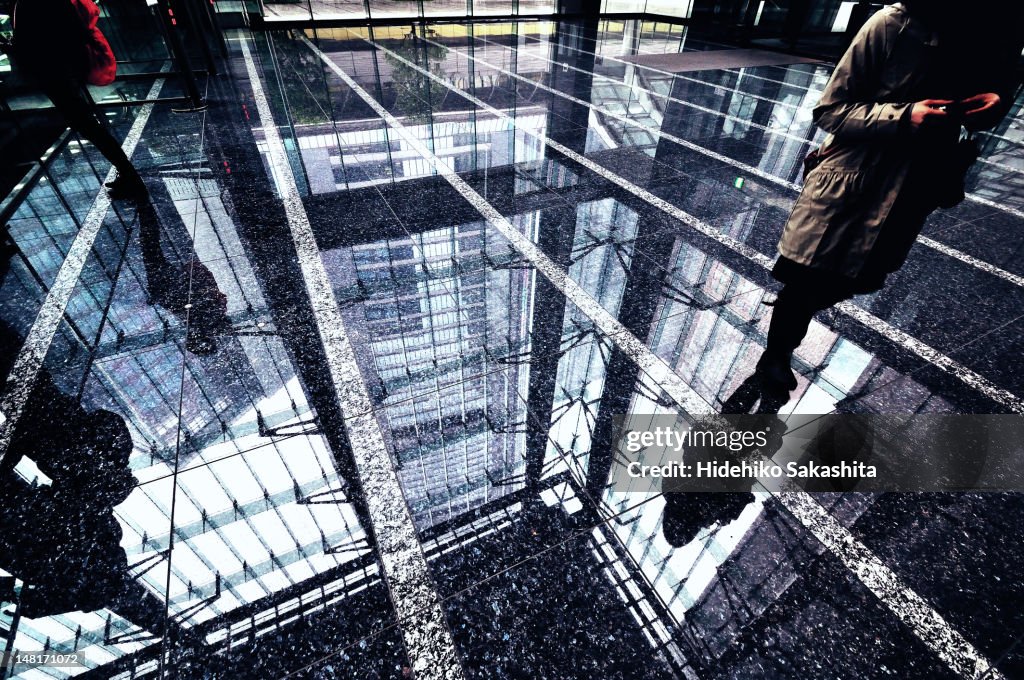 Reflections on marble floor