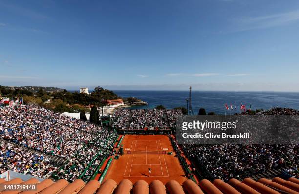 General view of Court Rainier III as Lorenzo Sonego of Italy plays against Daniil Medvedev in their second round match during day four of the Rolex...