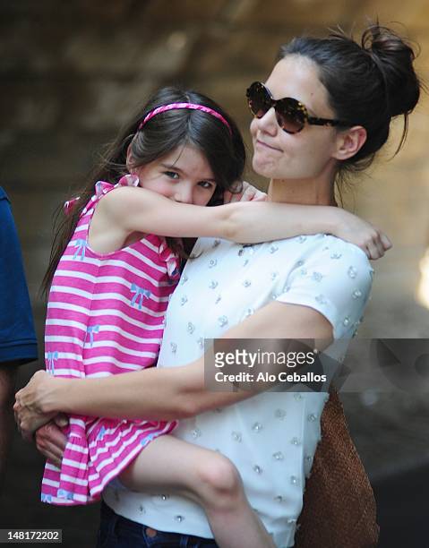 Katie Holmes and Suri Cruise are seen at the Central Park Zoo on July 11, 2012 in New York City.