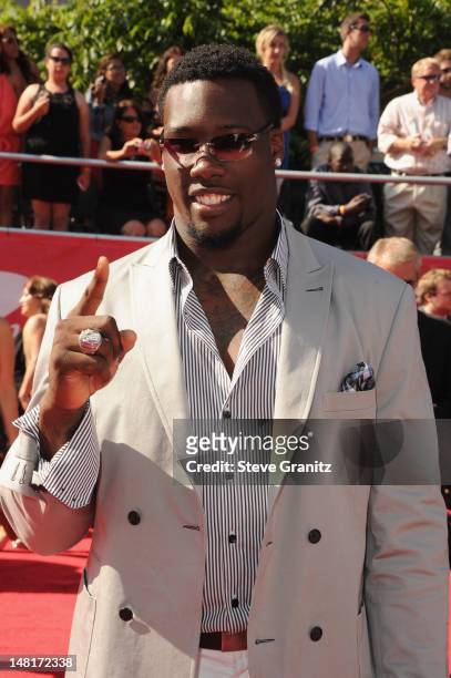 Player Jason Pierre-Paul of the New York Giants arrives at the 2012 ESPY Awards at Nokia Theatre L.A. Live on July 11, 2012 in Los Angeles,...