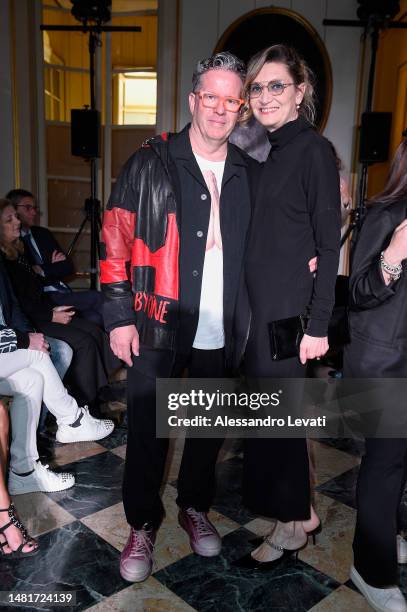 Ernst Knam and Alessandra Mion attend the Princess Garden – Antonio Riva Milano Fashion Show Photocall at Società del Giardino on April 12, 2023 in...